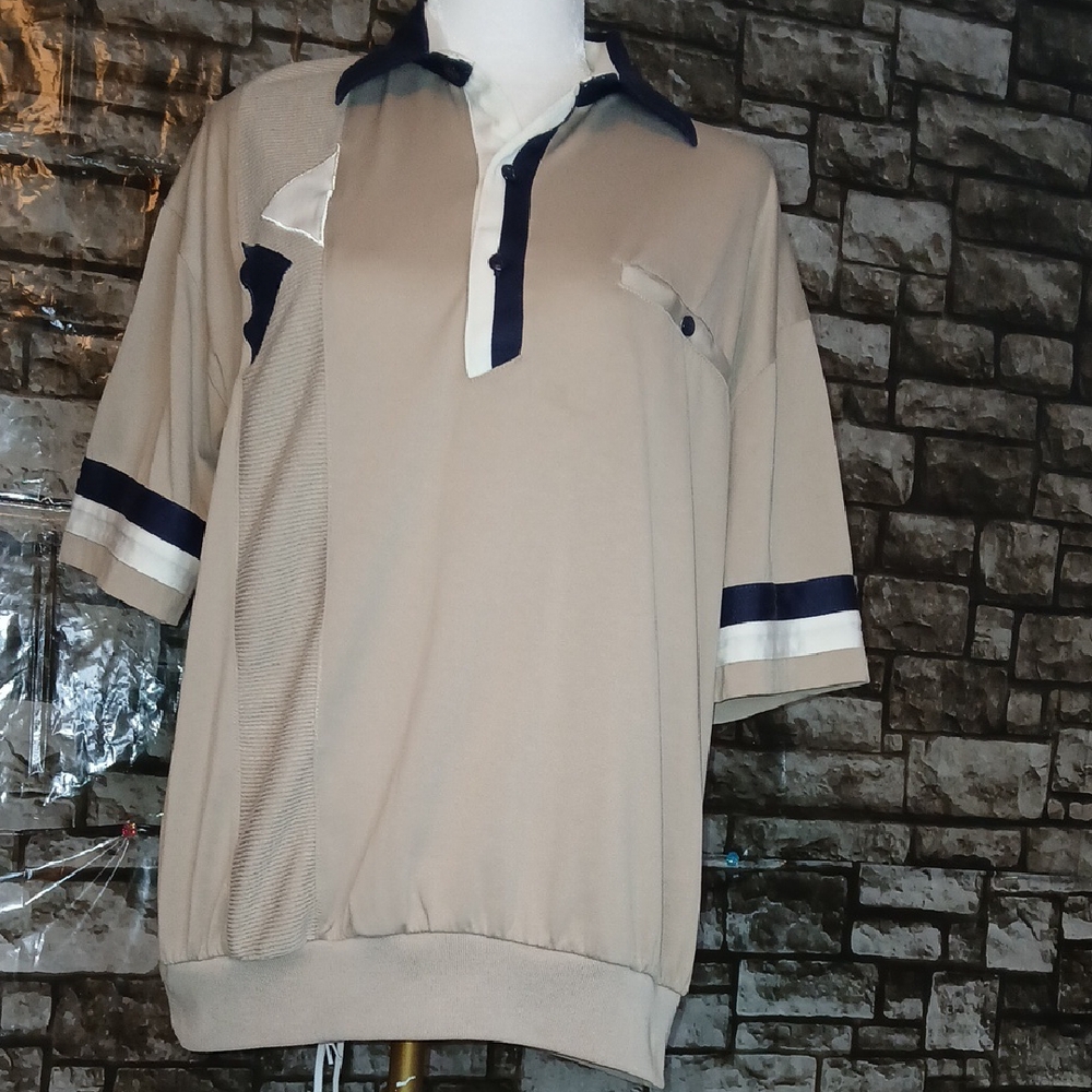 Stylish Beige and Navy Men's Polo Shirt